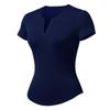 Camiseta de Manga Corta Ajustada para Mujer Skim Suave y Elástica, Top de Yoga Ajustado Deportivo Fitness Elástico con Cuello en V