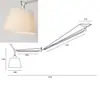 Lámpara de pie italiana de brazo largo articulado para sala de estar, junto al sofá, dormitorio, estudio, lámpara de lectura, tamaño pequeño, con pantalla de papel pergamino