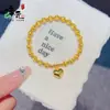 Loja Dourada Mesmo Estilo Ouro Areia Retro Brilhante Olho de Gato Coração Contas Pulseira Pulseira de Contas com Transferência a Laser Joias de Alta Qualidade