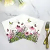 En stock fabricantes suministran flores y plantas coloridas feliz cumpleaños creativo impreso servilletas flores y plantas festivo venta al por mayor