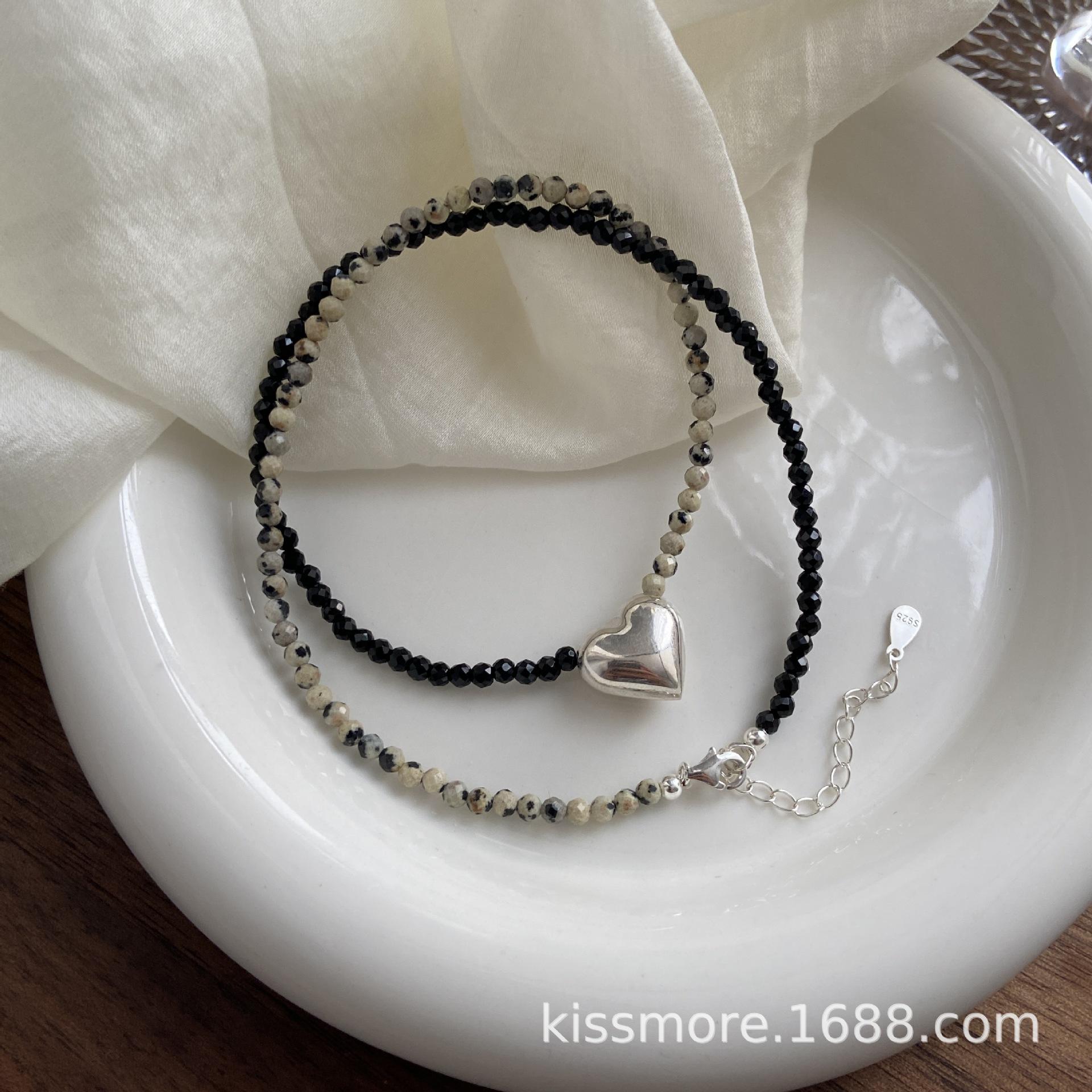 斑点石合成黑尖晶爱心纯银项链19.jpg