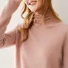 Suéter de peça única 100% cashmere sem costura para mulheres, novo estilo outono e inverno, gola alta, em camadas, com bordas enroladas, camada base