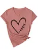 Amazon eBay Estação Independente Casual Simples Temperamento Feminino oma Coração Decote V Manga Curta Camiseta Camada Base Comércio Exterior