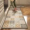 Tapete de cozinha de diatomita estilo americano vintage, antiderrapante, absorvente de óleo, absorvente de água, tapete longo em tira, resistente à sujeira doméstica, tapete de chão lavável
