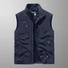 Colete Masculino de Secagem Rápida para Uso Externo - Primavera, Verão e Outono - Multibolsos - Fino - Roupa de Trabalho - Colete - Tamanho Grande - Fornecimento Direto da Fábrica