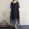 Bata de Noche de Algodón y Seda con Estampado Vintage para Mujer, Manga Corta de Verano, Corte Holgado, Tallas Grandes, Vestido Estilo Vacaciones para Mujeres de Mediana Edad y Mayores