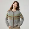 Suéter de Punto de Cachemira para Mujer 2026 Otoño/Invierno Nuevo Estilo Top Engrosado Cardigan de Punto Elegante con Cuello Redondo