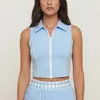 Chaleco deportivo de verano sin mangas con doble cremallera transpirable anti-exposición, falda corta plisada de tenis para golf para mujer