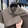 Camisa polo de manga corta lisa para hombre de algodón mercerizado 100% de verano, nueva, con cuello de solapa, top de moda para negocios, de manga media
