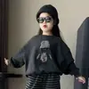 Nuevo Conjunto de Sudadera Casual Elegante a Rayas Estilo Perezoso con Forro de Felpa y Espesor para Otoño e Invierno Niñas Niños Mayores