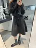Falda Larga de Invierno 2026 para Mujer, Estilo Casual, Espesa de Lana, Forma de Capullo de Flor, Nueva, Elegante, Versátil, Adelgazante, Longitud Media, Estilo Paraguas