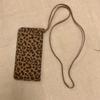 Design de Nicho Estampa de Leopardo Bolsa para Cartões Bolsa para Óculos de Pendurar no Pescoço Bolsa de Couro Bovino Senso de Alto Padrão Moda Ins Corrente de Lã Acessórios