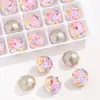 Rhinestone Iridescente Galvanizado para Nail Art, Cristal Rosa do Milênio Rosa Octogonal Novo de Cano Alto, Base Pontiaguda 8*8