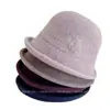 Sombrero de Pescador de Ala Ancha con Forma de Espiga de Trigo Estilo Nacional Retro, Gorro de Punto de Lana Australiana para Otoño e Invierno, Sombrero de Cubo con Hilo Dorado y Plateado