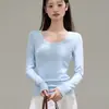 Camiseta Básica de Manga Larga con Cuello Redondo, Polar Fino Cepillado Versátil Eco-Silk de 260g para Mujer, Otoño e Invierno, Top de Hombro Normal