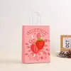 Bolsa de Regalo de Fresas Transfronteriza, Bolsa de Empaque para Fruta de Fresa, Bolsa de Empaque para Comida para Llevar de Pastel de Fresa, Ecológica y Biodegradable