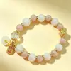 Atrair Riqueza e Boa SorteRaposa de Nove Caudas Porcelana Rosa Folha de Ouro de Cinco Cores Anel Dourado Pulseira de Cristal Vidro Atrai Romance Fio de Mão Joia de Mão