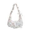 Floral Simple Bolso de Axila Nuevo Transfronterizo Bolso de Hombro Dulce Pastoral Bolso de Mano Bolso Pequeño Bolso de Nailon Plisado