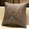 Almofada decorativa estilo chinês, almofada, capa de almofada estilo chinês para sofá de sala de estar, suporte lombar para escritório, almofada grande para encosto de cabeceira com enchimento