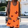 Vestido tipo chaleco sin mangas con estampado de mariposas y botones de bolsillo de verano de comercio exterior para mujer YY0012