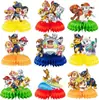 Decorações de Favo de Mel Patrulha Canina Festa de Aniversário Decoração de Mesa Mesa de Jantar Exibição de Festa Base de Papel Suprimentos Velas Eletrônicas