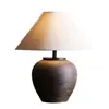 Luminária de mesa estilo wabi-sabi, cerâmica vintage, para sala de estar, quarto, decoração de casa de temporada, luminária de cabeceira criativa estilo chinês novo, luminária de mesa estilo japonês