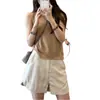 Camisole de Tricô Sem Mangas Khaki Chique Estilo Francês para Mulheres, Colete Vest Top Bonito de Alta Qualidade para o Verão, Fino