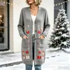 Nuevo cárdigan largo de punto con botones para Navidad, suéter abrigo de moda estampado para otoño e invierno, personalizado, casual para mujer
