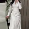 Vestido largo de manga larga plisado de color liso, estilo suave, nuevo de otoño 2024, transfronterizo europeo y americano, Amazon