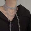 Colar Vintage Exagerado de Personalidade Irregular Cheio de Diamantes Multi-Camadas com Tassel Clavícula Colar de Strass de Alta Qualidade para Mulheres Cristal da Moda