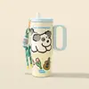 Taza de Hielo Crepuscular de Aspecto Premium Taza Aislada de Acero Inoxidable 316 Taza de Oficina con Popote Taza Portátil para Coche Asa para Coche