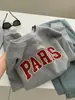 Sudadera con Capucha de Punto Bordada con Letras Retro Moda Estilo Coreano para Mujer 26 Otoño Algodón de Aire Cuello Redondo Holgada Prenda Exterior