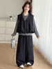 Conjunto de três peças para meninas outono: colete jeans, blusa básica e jeans conjunto de roupas infantis conjunto de colete de três peças para meninas