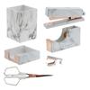 Portalápices Almacenamiento de Oficina Decoración Patrón de Mármol Grapadora Quitagrapas Set de Papelería Oro Rosa Multifuncional