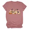 T-shirt feminina europeia fofa e divertida da Amazon, com quatro fantasmas, morcegos, estrelas, livro, gola redonda e manga curta