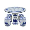 Jingdezhen Cerámica Mesa Taburete Redonda Mesa Antigua Porcelana Azul y Blanca Decoración Balcón Patio Exterior Jardín Mesa Taburete juego