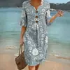 Comercio Electrónico Transfronterizo 2026 Nueva Falda con Estampado Floral Suelta Adelgazante Vestido para Vacaciones en la Playa Mujer