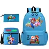 Mochila con personaje de juego popular, estuche, bolso de hombro, juego de tres piezas de lona para la escuela