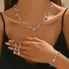 Joyería Transfronteriza Collar Pendientes Pulsera Forma de Hoja de Flor de Ciruelo Vestido de Novia Set de Joyería de Gama Alta para Mujer