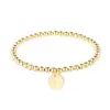Colgante de Moneda de Acero Inoxidable Simple Transfronterizo con 26 Letras Pulsera de Perlas Doradas Primera Letra Pulsera Versátil que No se Desvanece