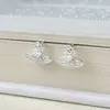 Pendientes de botón de Plata de Ley 925 con Saturno Incrustado de Diamantes para Mujer Moda Simple Lujo Ligero Gama Alta Exquisitos Estilo Básico Pendiente 0387A