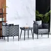 Cadeira de Rattan para Exterior Mesa e Cadeira de Lazer para Varanda Sofá de Rattan Criativo para Pátio Cadeira de Jardim Mesa e Cadeira para Exterior