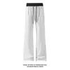 Calça de Moletom Flare com Cintura Canelada em Cor Contrastante Branca Outono 2026 M-5XL Hk26861-Especial P32 Calças de Moletom Masculinas