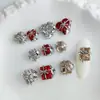 Caixa de Presente Liga de Zinco Strass Acessórios para Nail Art, Brilhante Luxo Leve Translúcido Branco Champagne Vermelho Coração Inclinado Decorações de Strass para Unhas