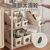 Caja de almacenamiento para cocina para utensilios de cocina, gabinete con ruedas, caja de almacenamiento para botellas de condimentos, estante de almacenamiento con ruedas y rodillos