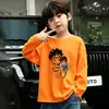 Camiseta de moda de manga larga 100% algodón para niños, nuevo modelo primavera 2026, top sencillo de dibujos animados para niños mayores y pequeños