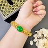Pulsera hueca de oro de arena vietnamita antigua y calcedonia para mujer estilo palacio retro temperamento rico accesorios Yiwu al por mayor