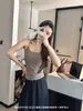Sociedade Coreana 6628 Regata Básica Versátil Canelada Alça Fina Bojo Integrado Modeladora Pequena Camisola Costas Bonitas para Mulheres