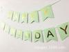 Bandeirola de peixe verde claro "Feliz Aniversário" com bronzearia Decoração de Guirlanda para Festa de Aniversário Banner de Papel