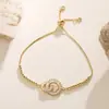 Pulsera Geométrica de Cuentas con Flor de Circonia Chapada en Cobre Dorado de 18 Quilates, Moda de Lujo Ligero Aogu, Joyería de Mano Versátil de Gama Alta Única para Mujer